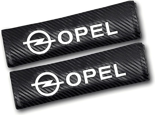 Set Car Seat Belt Pads Opel 2 Pieces Hw-0400 Black White