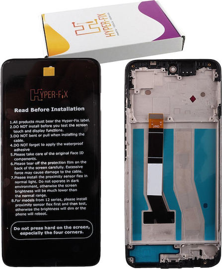 Hyper Fix Screen with Touch Mechanism and Frame for MOTOROLA G54, MOTOROLA G54 POWER (Black)