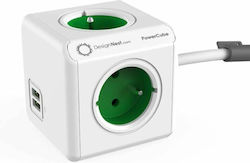 DesignNest PowerCube 4 Позиции с Кабел 1.5м Зелен DesignNest PowerCube 4 Позиции с Кабел 1.5м Зелен