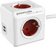 DesignNest PowerCube 4 Θέσεων με 2 USB-A και Καλώδιο 1.5m Κόκκινο