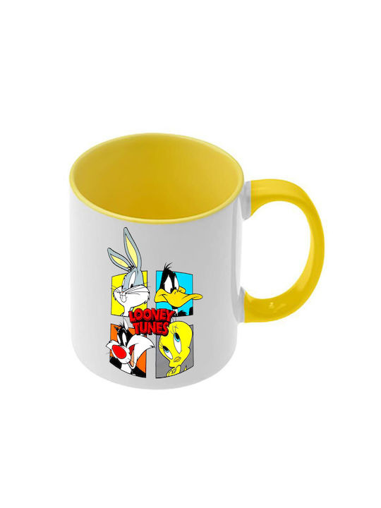 Чаша Looney Tunes Жълта Дръжка Вътрешна