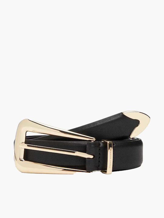 Tommy Hilfiger Δερμάτινη Γυναικεία Ζώνη Μαύρη
