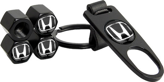 Καπάκια Βαλβίδων Αυτοκινήτου Μπρελόκ Honda Μαύρο 5 Τεμάχια