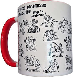 Diablo Picante White Kamasutra Positions Mug Red Handle 370 Ml Diablo Picante White Kamasutra Positions Mug Red Handle 370 Ml