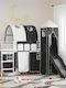 Kids Bed Loft Single with Sliding Bed White for Mattress 99.5x190cm