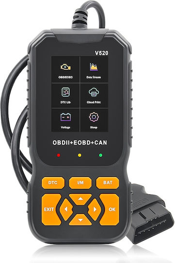 Professional Auto Scanner Obd2 Techstar V520 Engine Diagnosis Read Clear Error Codes Live Data Cloud Report Printing Multilingual 2.8-inch Color Screen