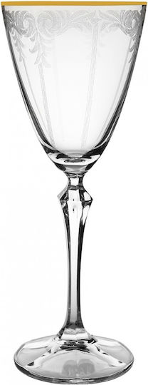 Bohemia Set of Glasses for White Wine made of Crystal in Gold Color Stemmed 250ml 6pcs