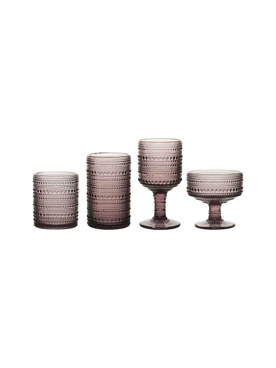 HFA Set of Glasses White Wine / Water / Whiskey made of Glass in Purple Color Stemmed 215ml 24pcs