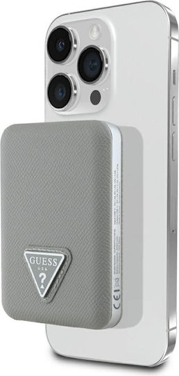 Guess Grained Triangle Logo MagSafe Power Bank 5000mAh 15W με Θύρα USB-C Power Delivery Γκρι