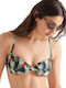 Twist Strapless Bikini Top Leaf Print