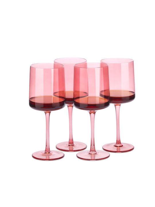 Navaris Set de pahare Vin alb / Cocteiluri / pentru bere / pentru apa din Sticlă în Culoarea Roz 400ml 4buc