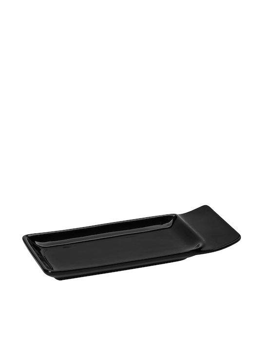 Espiel Plate Shallow Rectangular made of Porcelain Black 21x8.5cm 12pcs