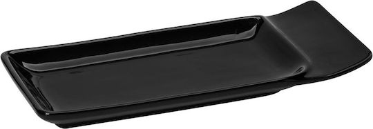 Espiel Plate Shallow Rectangular made of Porcelain Black 21x8.5cm 12pcs