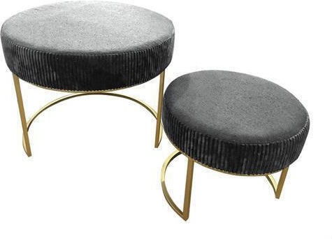 Set de 2 Taburete de Sufragerie Tapițate cu Catifea Gri