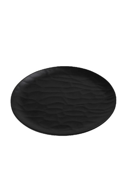 Espiel Wavy Matte Plate Shallow made of Melamine Black with Diameter 17cm 6pcs