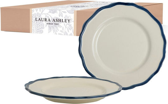 Laura Ashley Hedingham Чиния Плитко Керамика Бял с Диаметър 27см 2бр