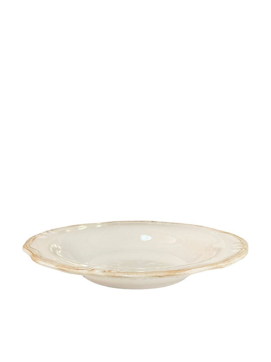 Espiel Tiffany Farfurie adâncă Ceramică Bej cu Diametru 22.5cm