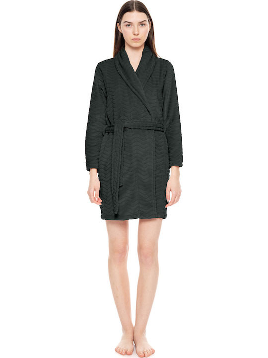 Pink Label Winter Women's Robe Dark Green