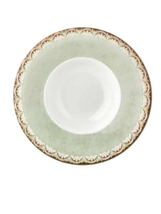 By Bone Rome Plate Soup made of Porcelain Green with Diameter 25cm 6pcs