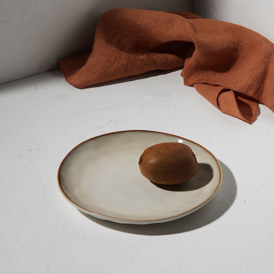Estia Vignette Stoneware Πιάτο Ρηχό Κεραμικό Γκρι με Διάμετρο 21cm 6τμχ