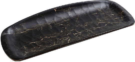 Espiel Black Wood Plate Shallow Rectangular made of Melamine Black 26.5x11cm 6pcs