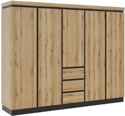 Fünf Türen Kleiderschrank Enocira 131 Oak, Anthracite 263x60x211cm
