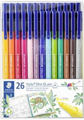 Staedtler Triplus Μαρκαδόροι Ζωγραφικής 1mm Πλενόμενοι Σετ 26 χρώματα