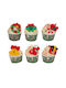 Magnet Cupcake Christmas Figures Φ7.5cm 6 Designs 6 Pieces