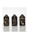 Metallic Ornaments Black-Gold 3 Designs Set 12 Pieces 8x4x0.1cm