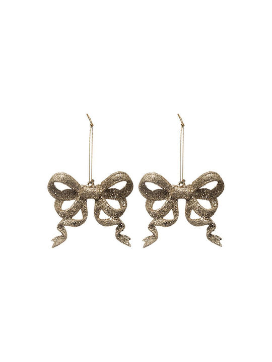 Decorative Pp Bow Gold 8x9 Set of 2