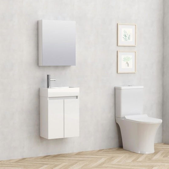 Inter Ceramic Πάγκος με Νιπτήρα Μ60xΒ42xΥ25cm Λευκός