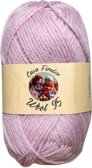 Casa Firelor Fire De Tricotat Din Lână 95 100% Lână 50 G – 95 M Fabricat În România – Culoare Roz Pastel