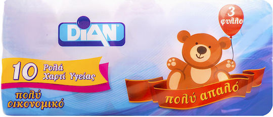 Dian Тоалетна Хартия 3 Пластове 10 Опаковки (95гр/Роло) 5205643561306