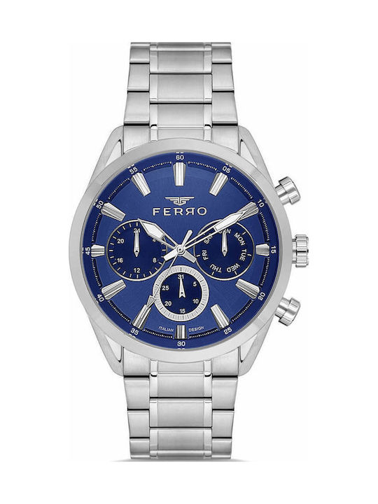 Ferro Men's Watch Battery with Silver Metal Bracelet