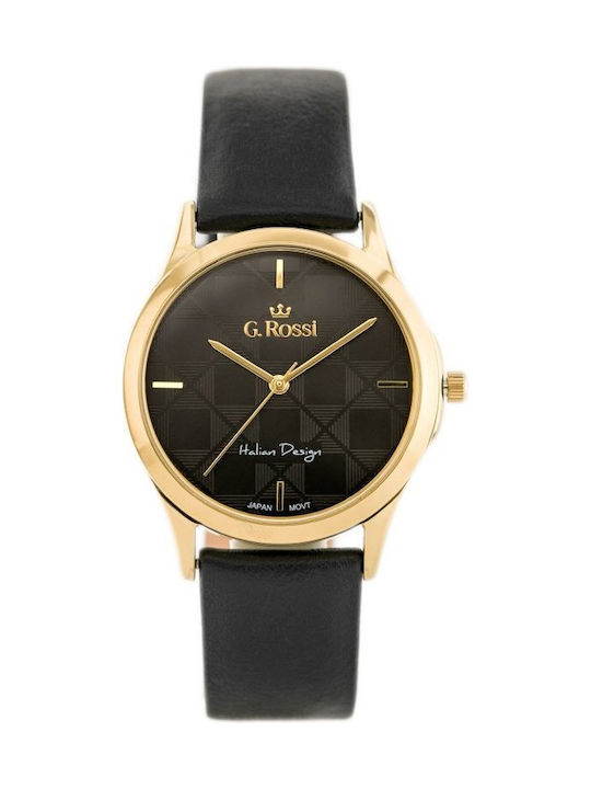 G.Rossi Women's Watch with Black Leather Strap