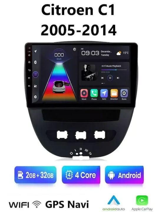 Car Audio System for Citroen C1 2005-2014 (Bluetooth/USB/WiFi/GPS/Apple-Carplay/Android-Auto) with Touch Screen 10"