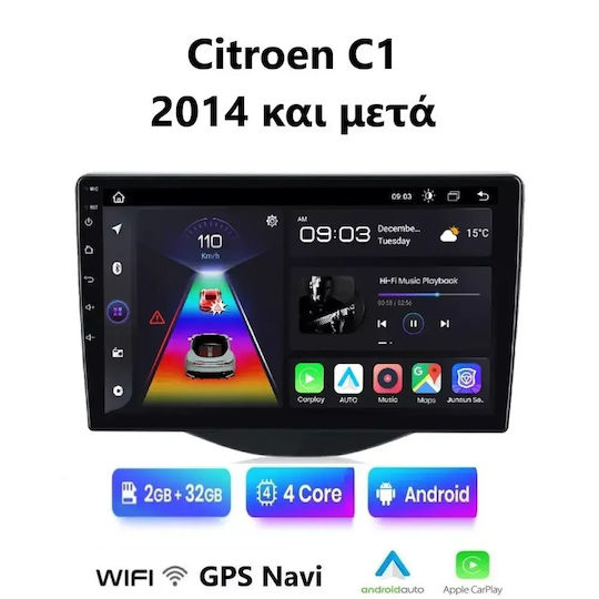 Ηχοσύστημα Αυτοκινήτου για Citroen C1 2014 (Bluetooth/USB/WiFi/GPS/Apple-Carplay/Android-Auto) με Οθόνη Αφής 9"