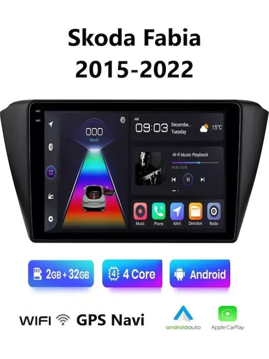 Car Audio System for Skoda Fabia 2015-2022 (Bluetooth/USB/WiFi/GPS/Apple-Carplay/Android-Auto) with Touch Screen 9"