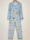 Topaki Topaki Damen Schlafanzug & Pyjamas Winter Hellblau