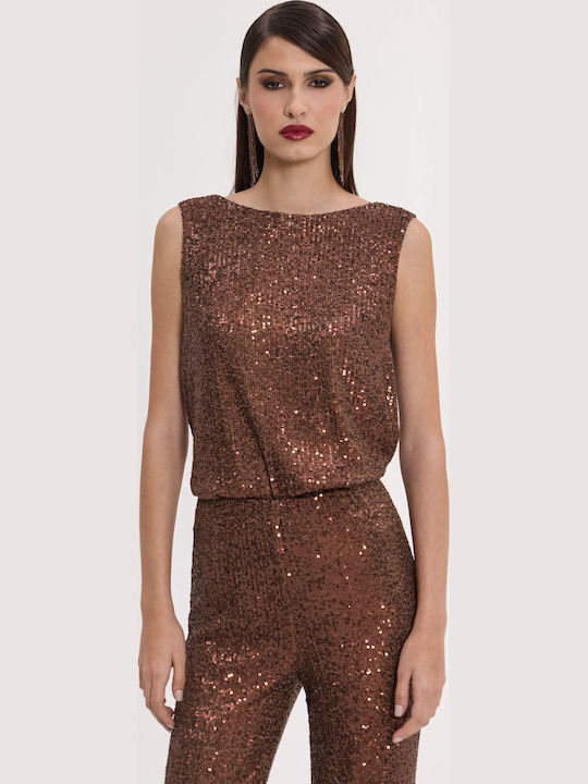 Women's Blouse Sleeveless Brown