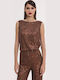 Women's Blouse Sleeveless Brown