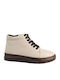 Leather Women's Ankle Boots Beige