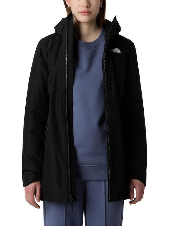 Hikesteller Insulated Women's Parka Jacket Waterproof and Windproof for Spring or Autumn with Hood Black