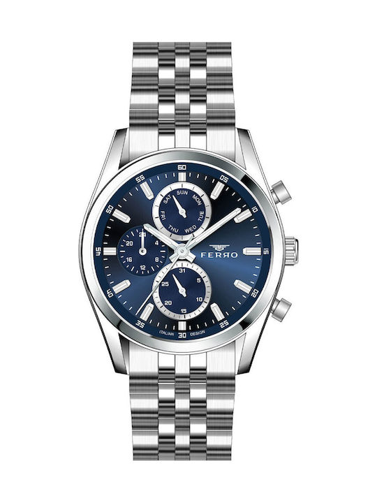 Ferro Men's Watch Battery with Silver Metal Bracelet