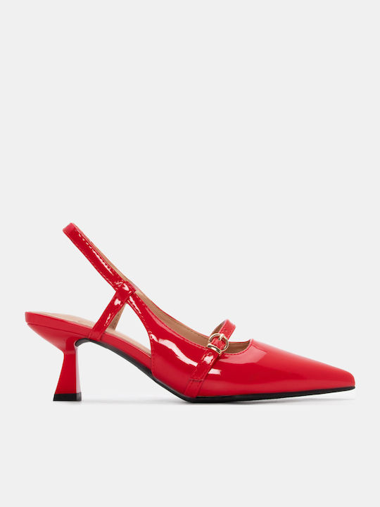 Luigi Pointed Toe Red Heels with Strap