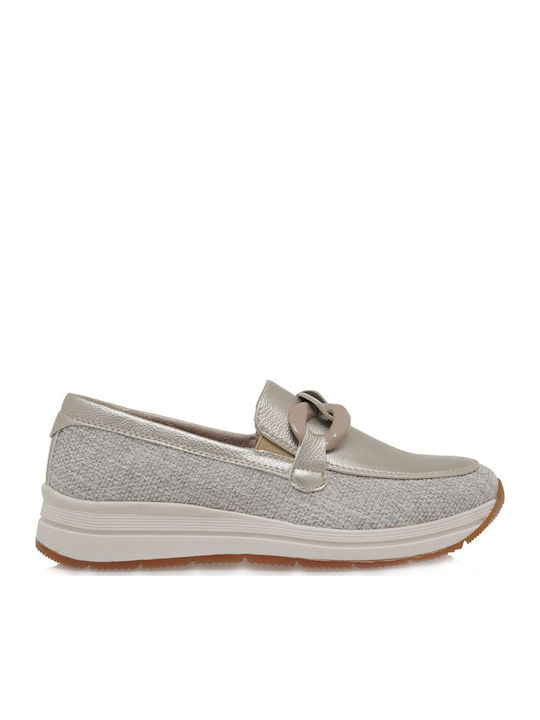 Seven Γυναικεία Loafers σε Χρυσό Χρώμα