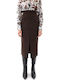 Piele Midi Fustă Brown