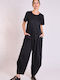 Women's Short-sleeved One-piece Suit Black