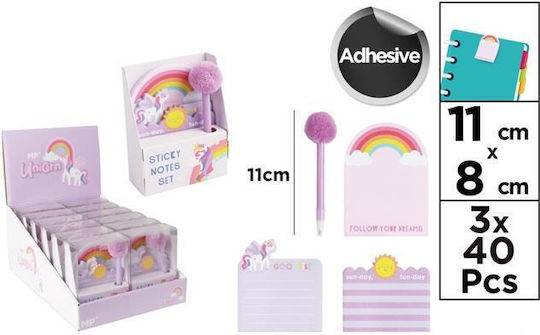 Mp Set Stickers Memo Pads Mini Memo Block Sticker 3 Pieces Pen Pom Pom