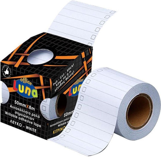 Autocolant Alb Rolă de Notițe 50mmx8m Luna Set 6 Bucăți Set 6 Bucăți